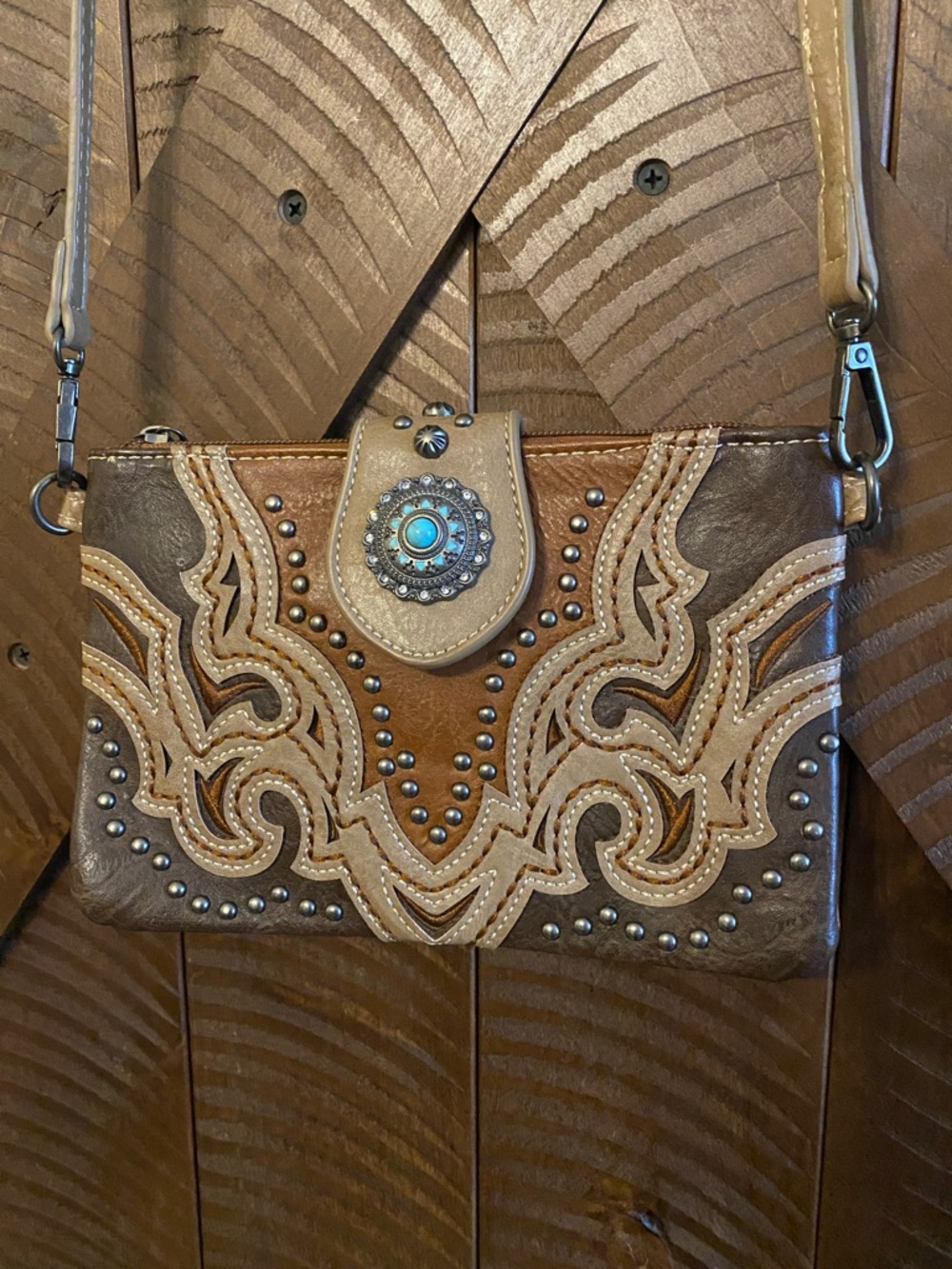 Montana West Western Crossbody Studs, Turquoise, Tooled